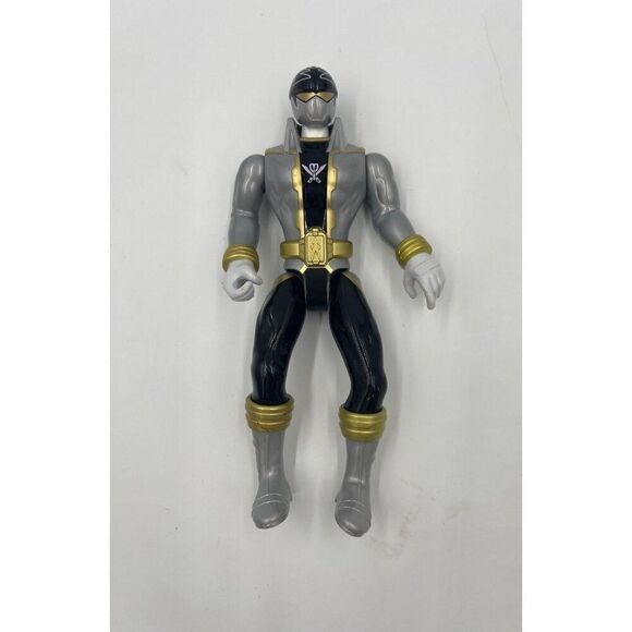 Power Rangers Super Megaforce Action Figure 10" Black & Silver Makes Noise Talks - Picture 1 of 8